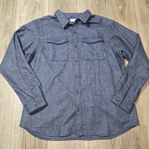 Columbia Men's Shacket Men Blue Confetti  XXL Wool Blend  Button Shirt Jacket